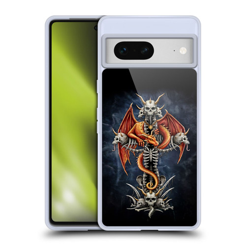 Sarah Richter Fantasy Creatures Red Dragon Guarding Bone Cross Soft Gel Case for Google Pixel 7