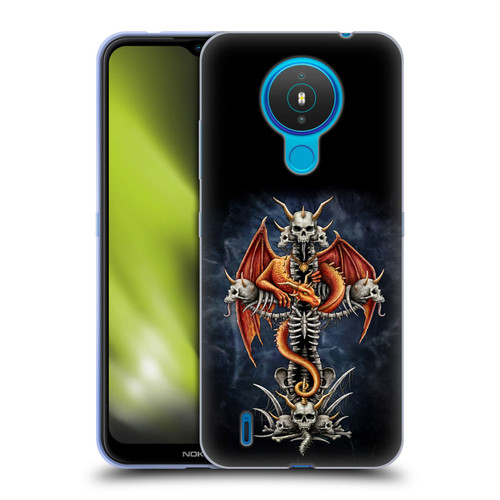 Sarah Richter Fantasy Creatures Red Dragon Guarding Bone Cross Soft Gel Case for Nokia 1.4