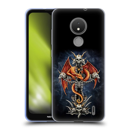 Sarah Richter Fantasy Creatures Red Dragon Guarding Bone Cross Soft Gel Case for Nokia C21