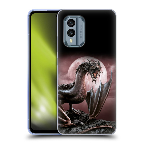 Sarah Richter Fantasy Creatures Black Dragon Roaring Soft Gel Case for Nokia X30