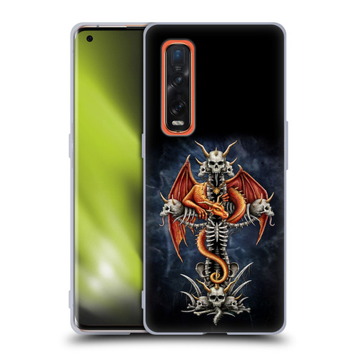Sarah Richter Fantasy Creatures Red Dragon Guarding Bone Cross Soft Gel Case for OPPO Find X2 Pro 5G