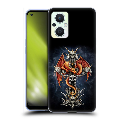 Sarah Richter Fantasy Creatures Red Dragon Guarding Bone Cross Soft Gel Case for OPPO Reno8 Lite