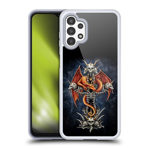 Sarah Richter Fantasy Creatures Red Dragon Guarding Bone Cross Soft Gel Case for Samsung Galaxy A13 (2022)