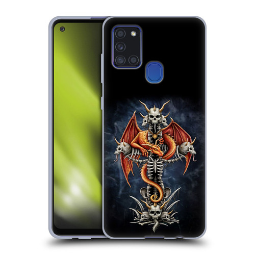 Sarah Richter Fantasy Creatures Red Dragon Guarding Bone Cross Soft Gel Case for Samsung Galaxy A21s (2020)