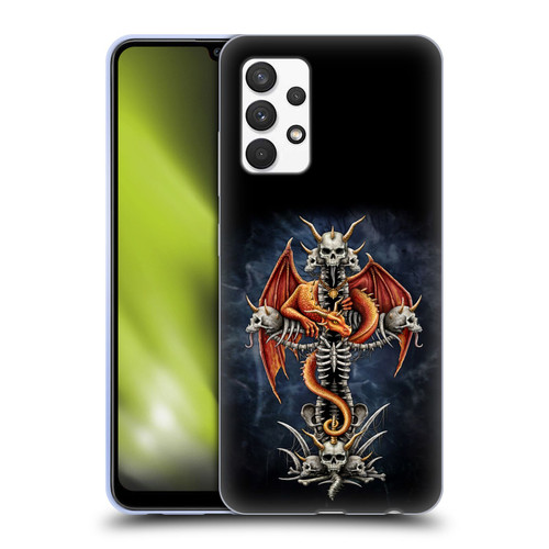 Sarah Richter Fantasy Creatures Red Dragon Guarding Bone Cross Soft Gel Case for Samsung Galaxy A32 (2021)