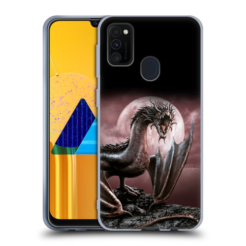 Sarah Richter Fantasy Creatures Black Dragon Roaring Soft Gel Case for Samsung Galaxy M30s (2019)/M21 (2020)