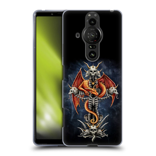 Sarah Richter Fantasy Creatures Red Dragon Guarding Bone Cross Soft Gel Case for Sony Xperia Pro-I