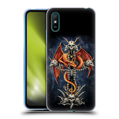 Sarah Richter Fantasy Creatures Red Dragon Guarding Bone Cross Soft Gel Case for Xiaomi Redmi 9A / Redmi 9AT