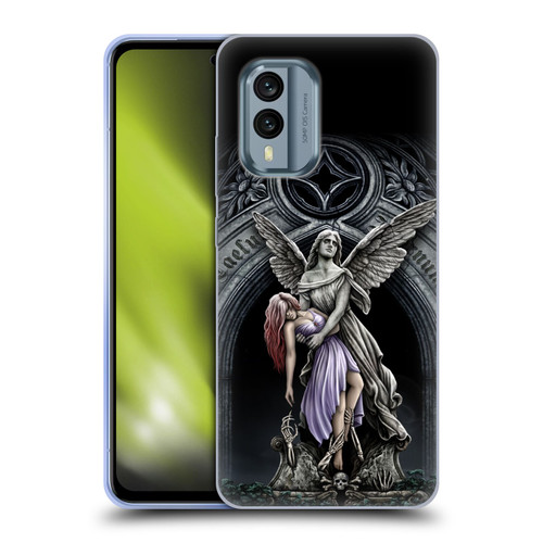 Sarah Richter Gothic Stone Angel With Skull Soft Gel Case for Nokia X30
