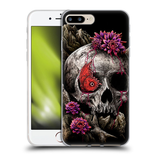 Sarah Richter Skulls Butterfly And Flowers Soft Gel Case for Apple iPhone 7 Plus / iPhone 8 Plus