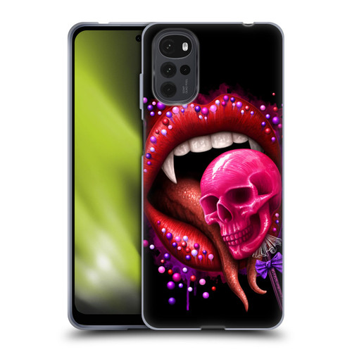 Sarah Richter Skulls Red Vampire Candy Lips Soft Gel Case for Motorola Moto G22