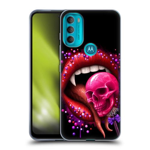 Sarah Richter Skulls Red Vampire Candy Lips Soft Gel Case for Motorola Moto G71 5G