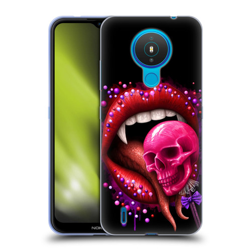 Sarah Richter Skulls Red Vampire Candy Lips Soft Gel Case for Nokia 1.4