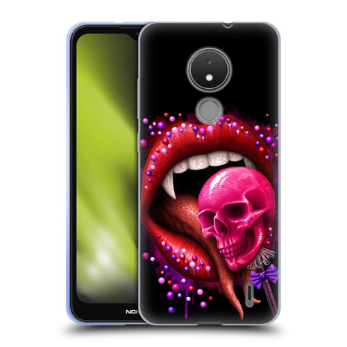 Sarah Richter Skulls Red Vampire Candy Lips Soft Gel Case for Nokia C21