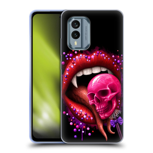 Sarah Richter Skulls Red Vampire Candy Lips Soft Gel Case for Nokia X30