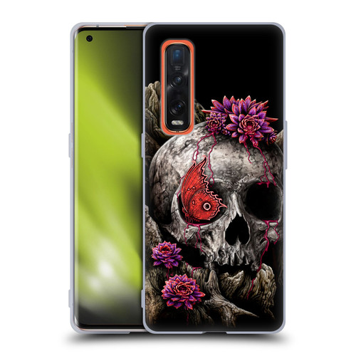Sarah Richter Skulls Butterfly And Flowers Soft Gel Case for OPPO Find X2 Pro 5G