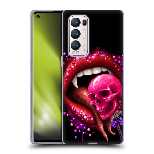 Sarah Richter Skulls Red Vampire Candy Lips Soft Gel Case for OPPO Find X3 Neo / Reno5 Pro+ 5G