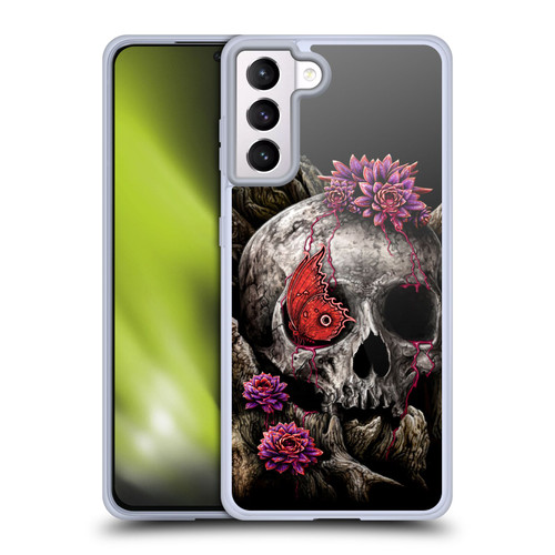 Sarah Richter Skulls Butterfly And Flowers Soft Gel Case for Samsung Galaxy S21+ 5G