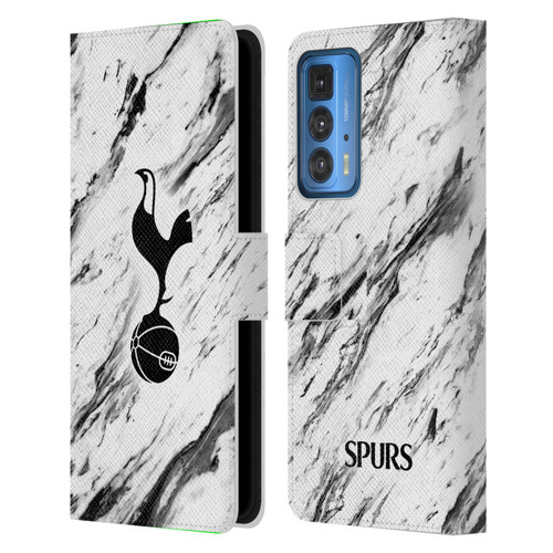 Tottenham Hotspur F.C. Badge Black And White Marble Leather Book Wallet Case Cover For Motorola Edge (2022)
