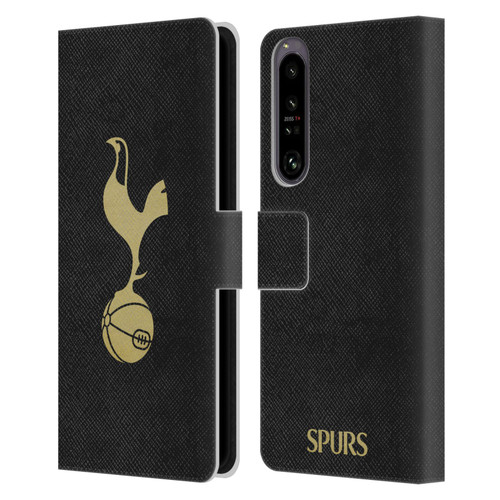 Tottenham Hotspur F.C. Badge Black And Gold Leather Book Wallet Case Cover For Sony Xperia 1 IV