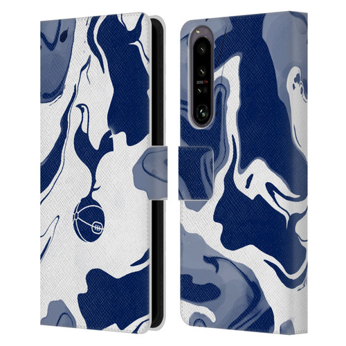 Tottenham Hotspur F.C. Badge Blue And White Marble Leather Book Wallet Case Cover For Sony Xperia 1 IV
