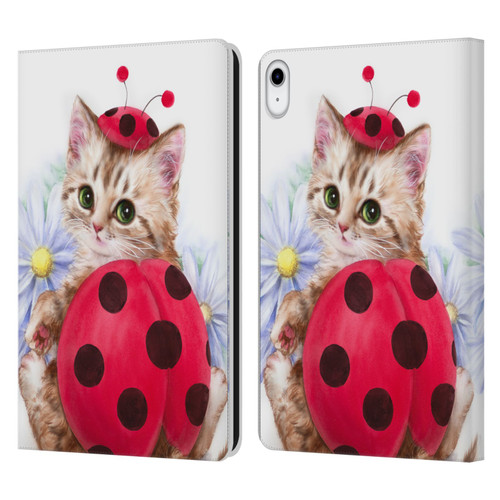 Kayomi Harai Animals And Fantasy Kitten Cat Lady Bug Leather Book Wallet Case Cover For Apple iPad 10.9 (2022)