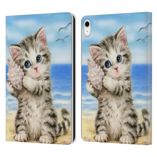 Kayomi Harai Animals And Fantasy Seashell Kitten At Beach Leather Book Wallet Case Cover For Apple iPad 10.9 (2022)