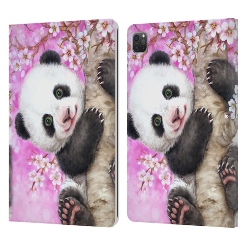 Kayomi Harai Animals And Fantasy Cherry Blossom Panda Leather Book Wallet Case Cover For Apple iPad Pro 11 2020 / 2021 / 2022