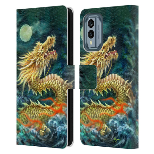 Kayomi Harai Animals And Fantasy Asian Dragon In The Moon Leather Book Wallet Case Cover For Nokia X30