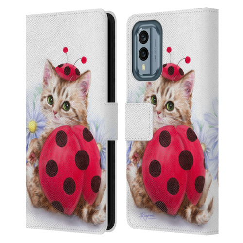 Kayomi Harai Animals And Fantasy Kitten Cat Lady Bug Leather Book Wallet Case Cover For Nokia X30