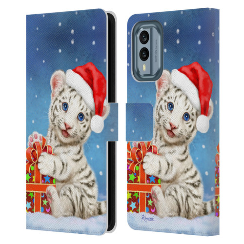 Kayomi Harai Animals And Fantasy White Tiger Christmas Gift Leather Book Wallet Case Cover For Nokia X30