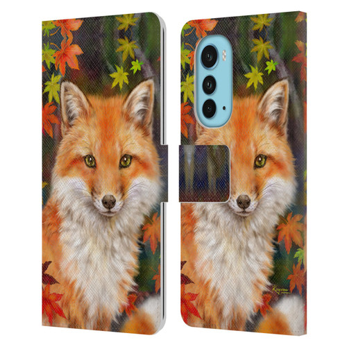 Kayomi Harai Animals And Fantasy Fox With Autumn Leaves Leather Book Wallet Case Cover For Motorola Edge (2022)