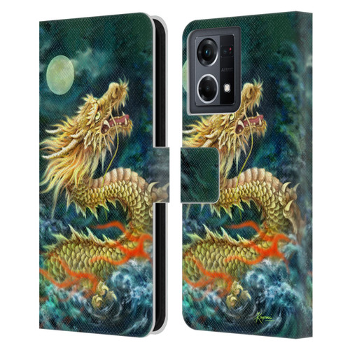 Kayomi Harai Animals And Fantasy Asian Dragon In The Moon Leather Book Wallet Case Cover For OPPO Reno8 4G