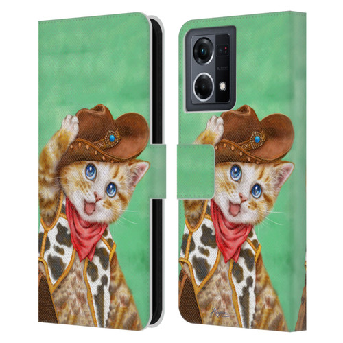 Kayomi Harai Animals And Fantasy Cowboy Kitten Leather Book Wallet Case Cover For OPPO Reno8 4G