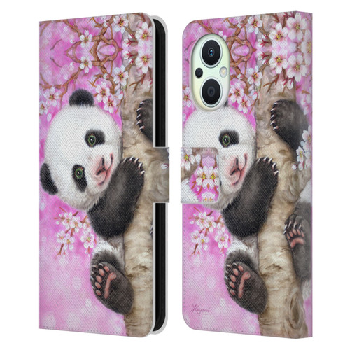 Kayomi Harai Animals And Fantasy Cherry Blossom Panda Leather Book Wallet Case Cover For OPPO Reno8 Lite
