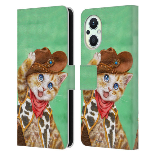 Kayomi Harai Animals And Fantasy Cowboy Kitten Leather Book Wallet Case Cover For OPPO Reno8 Lite