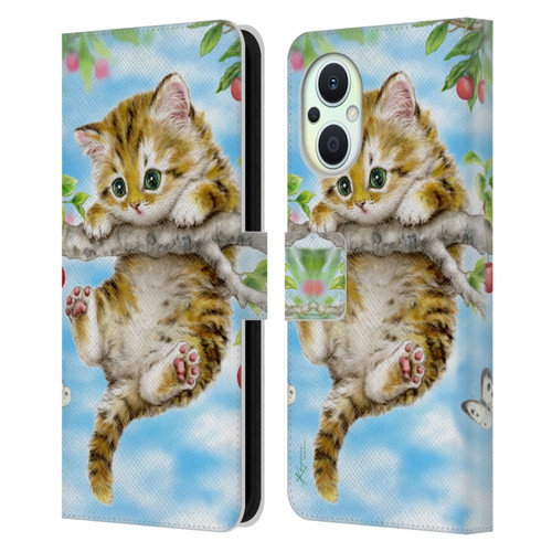 Kayomi Harai Animals And Fantasy Cherry Tree Kitten Leather Book Wallet Case Cover For OPPO Reno8 Lite