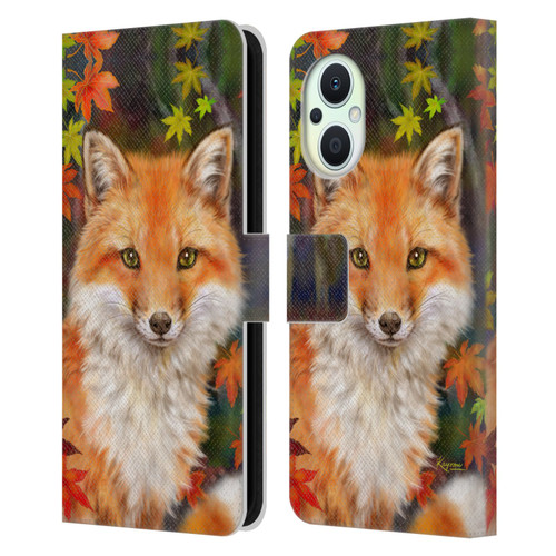 Kayomi Harai Animals And Fantasy Fox With Autumn Leaves Leather Book Wallet Case Cover For OPPO Reno8 Lite