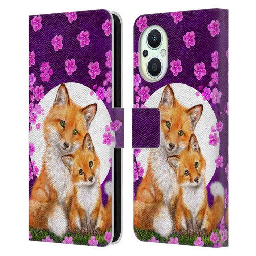 Kayomi Harai Animals And Fantasy Mother & Baby Fox Leather Book Wallet Case Cover For OPPO Reno8 Lite