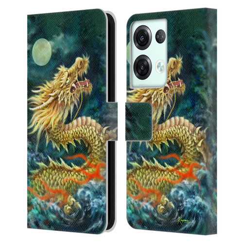 Kayomi Harai Animals And Fantasy Asian Dragon In The Moon Leather Book Wallet Case Cover For OPPO Reno8 Pro
