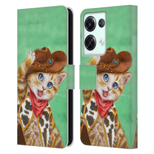 Kayomi Harai Animals And Fantasy Cowboy Kitten Leather Book Wallet Case Cover For OPPO Reno8 Pro