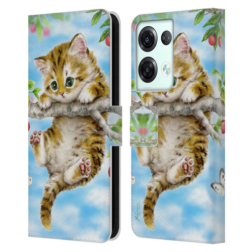 Kayomi Harai Animals And Fantasy Cherry Tree Kitten Leather Book Wallet Case Cover For OPPO Reno8 Pro