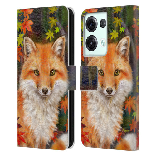 Kayomi Harai Animals And Fantasy Fox With Autumn Leaves Leather Book Wallet Case Cover For OPPO Reno8 Pro