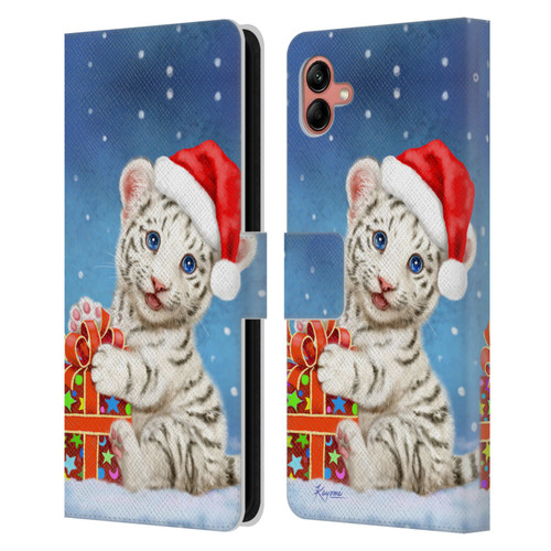 Kayomi Harai Animals And Fantasy White Tiger Christmas Gift Leather Book Wallet Case Cover For Samsung Galaxy A04 (2022)