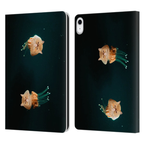Pixelmated Animals Surreal Pets Jellyfish Cats Leather Book Wallet Case Cover For Apple iPad 10.9 (2022)
