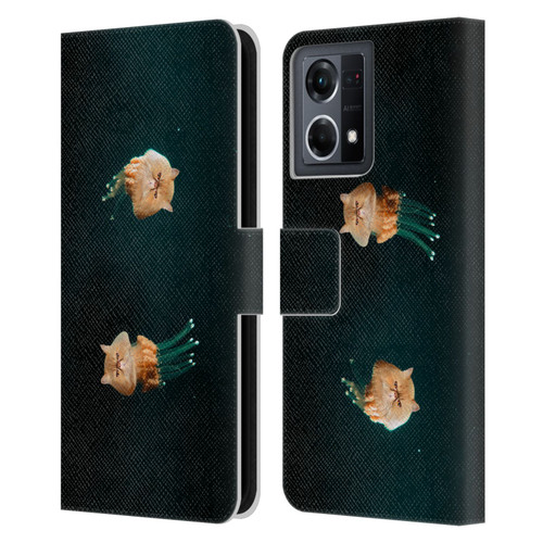 Pixelmated Animals Surreal Pets Jellyfish Cats Leather Book Wallet Case Cover For OPPO Reno8 4G