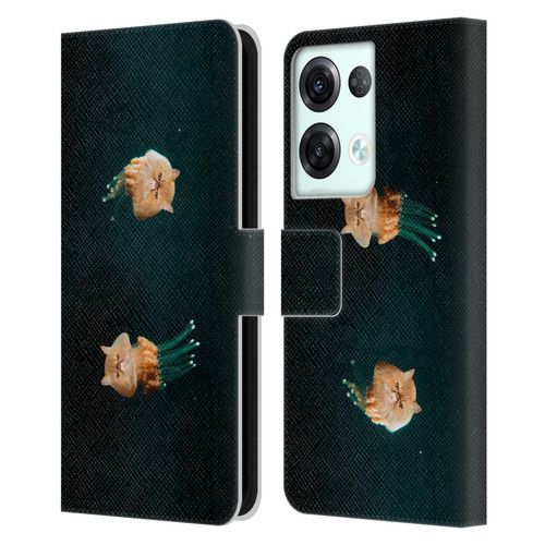 Pixelmated Animals Surreal Pets Jellyfish Cats Leather Book Wallet Case Cover For OPPO Reno8 Pro
