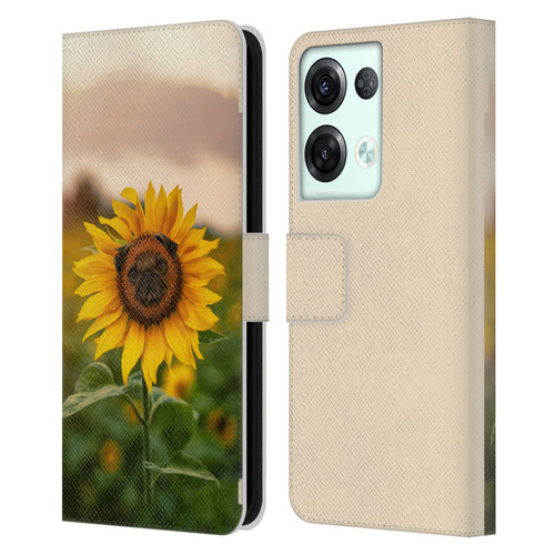 Pixelmated Animals Surreal Pets Pugflower Leather Book Wallet Case Cover For OPPO Reno8 Pro