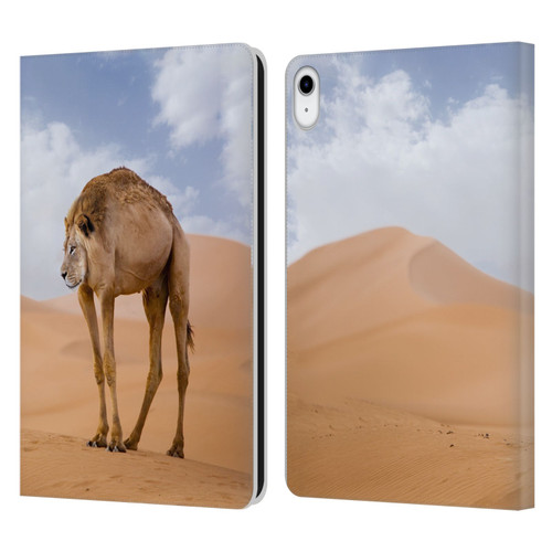 Pixelmated Animals Surreal Wildlife Camel Lion Leather Book Wallet Case Cover For Apple iPad 10.9 2022/2025