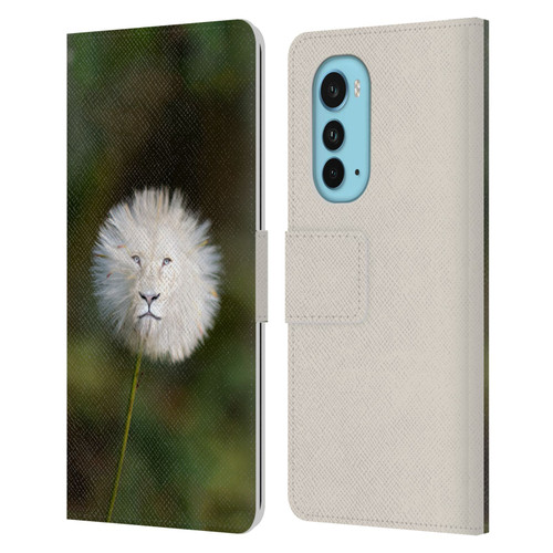 Pixelmated Animals Surreal Wildlife Dandelion Leather Book Wallet Case Cover For Motorola Edge (2022)